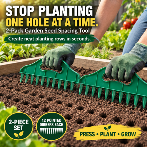 🌱 2-Pack Garden Seed Spacing Tool – Multi-Row Soil Dibbler & Furrow Maker