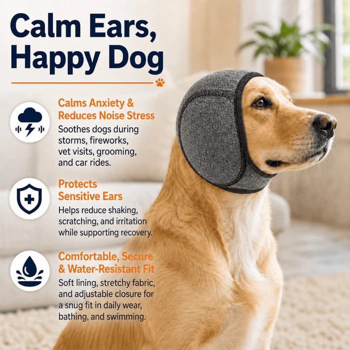 🐶 Dog Calming Ear Wrap – 49% OFF | 5 Colors, S–L