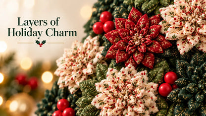 🎄✨Christmas Fabric Flower Door Hanging DIY Kit – Layered Holiday Décor(📦Buy 2 Free Shipping)
