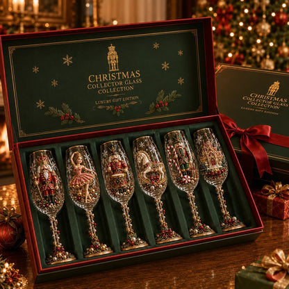 🎁🎭 Nutcracker-Inspired Christmas 3D Collector Champagne Glass Set