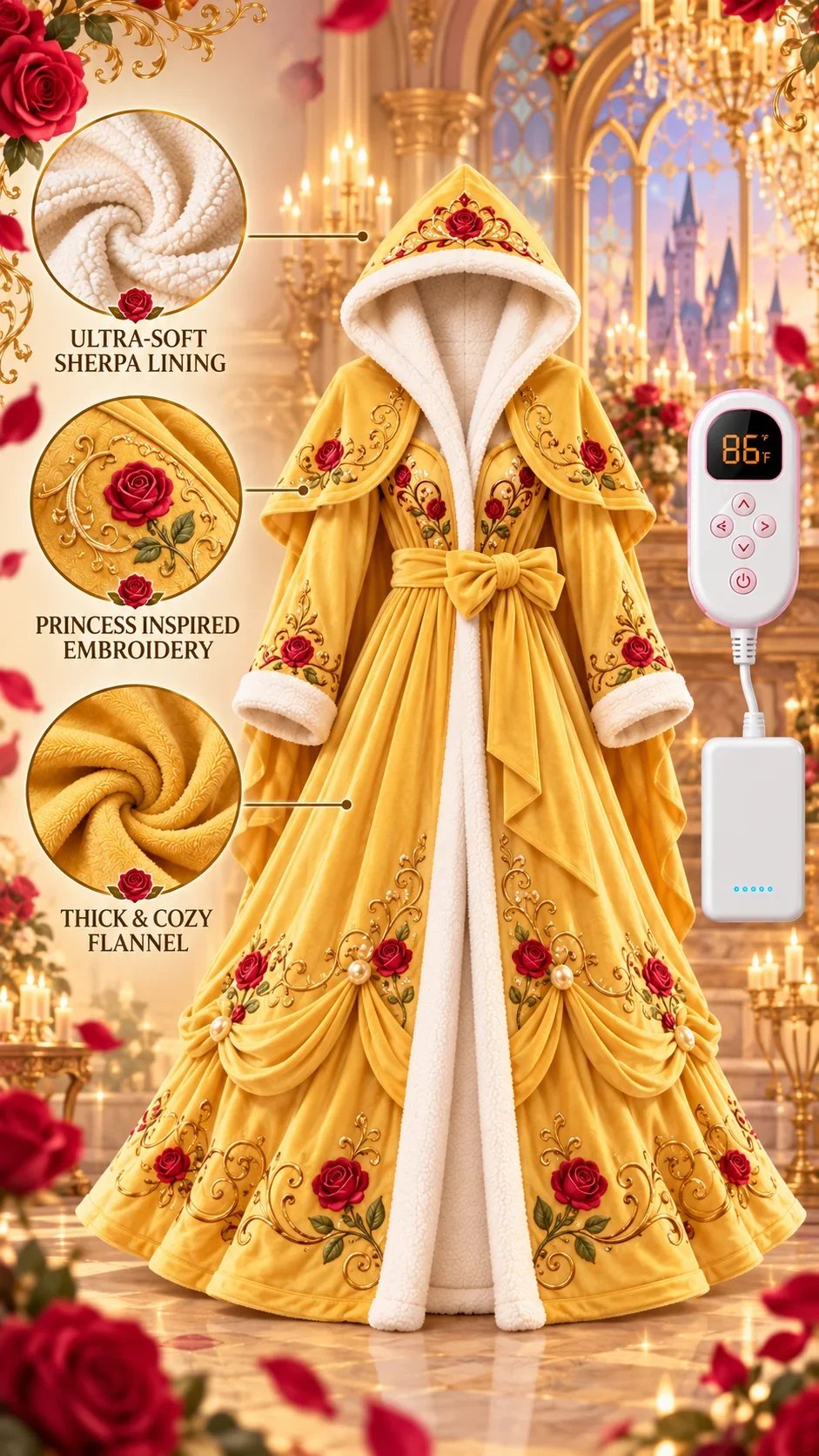 👑 CozyEverAfter™ Heated Princess Robe – Cozy warmth for cold days