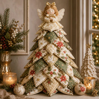 🎄 DIY Quilted Christmas Tree Kit | Layered 3D Tabletop Craft with Pre-Cut Festive Fabrics, Foam Base & Easy Instructions 🧵✨