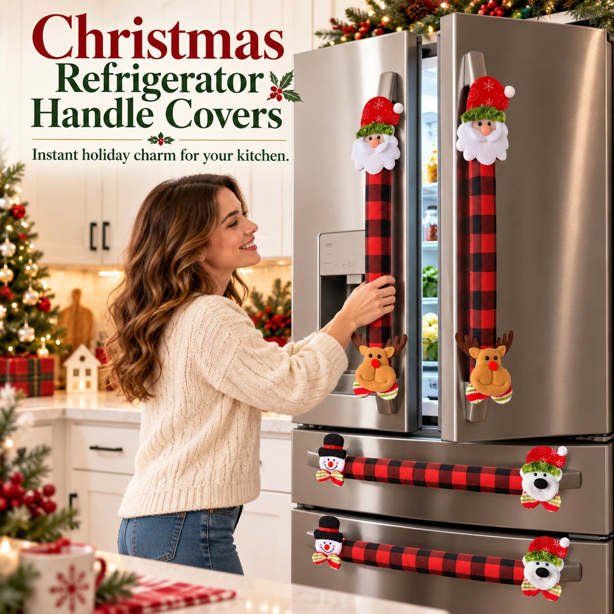 Christmas Refrigerator Handle Covers