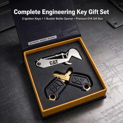 Heavy Equipment Operator Gift Box, 2Pcs Engineering Vehicle Ignition Keys + Excavator Arm Metal Bottle Opener Keychain