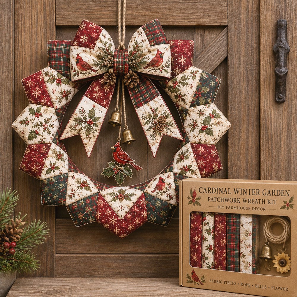 ⏳ Last Day 49% OFF – 🌿 Beginner-Friendly DIY Seasonal Patchwork Wreath Kit Collection | Complete Kit with Coordinated Fabrics, Wreath Materials & Step-by-Step Guide Included 💕