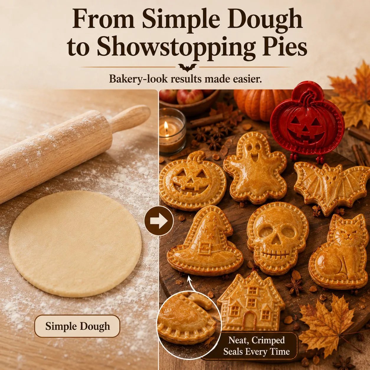 🎃🎄16 Festive Designs • Easy Hand-Press Molds • Perfect for Cookies, Mini Pies & Stuffed Pastries 🥧 Press, Fill & Bake Your Way Through the Holidays 😋