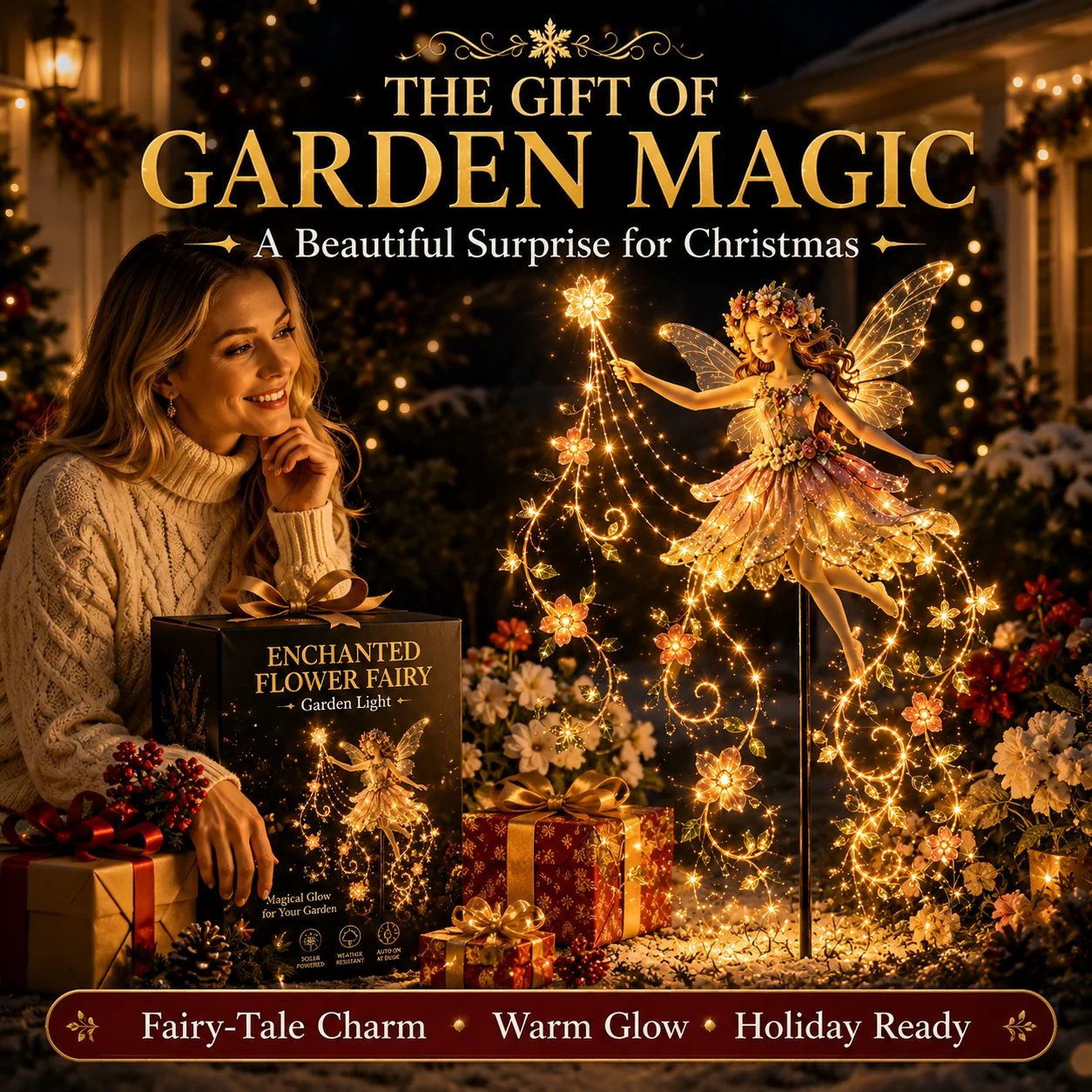 🔥✨ Enchanted Flower Fairy Solar Garden Light – Magical Glowing Outdoor Christmas Yard Decor 🧚🌸