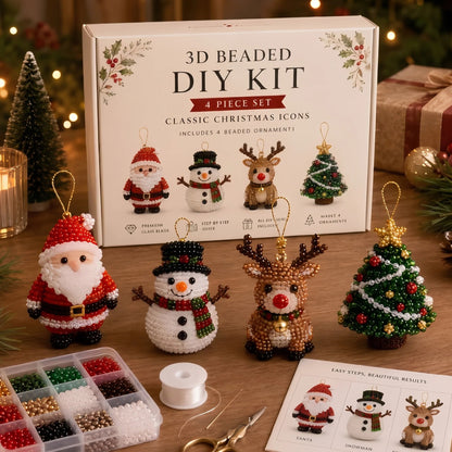 ⏳ Last Day 49% OFF – 🎄 Beginner-Friendly DIY 3D Christmas Beaded Ornament Kit | Complete 4-Piece Set with Glass Beads, All Tools & Step-by-Step Guide Included 💕