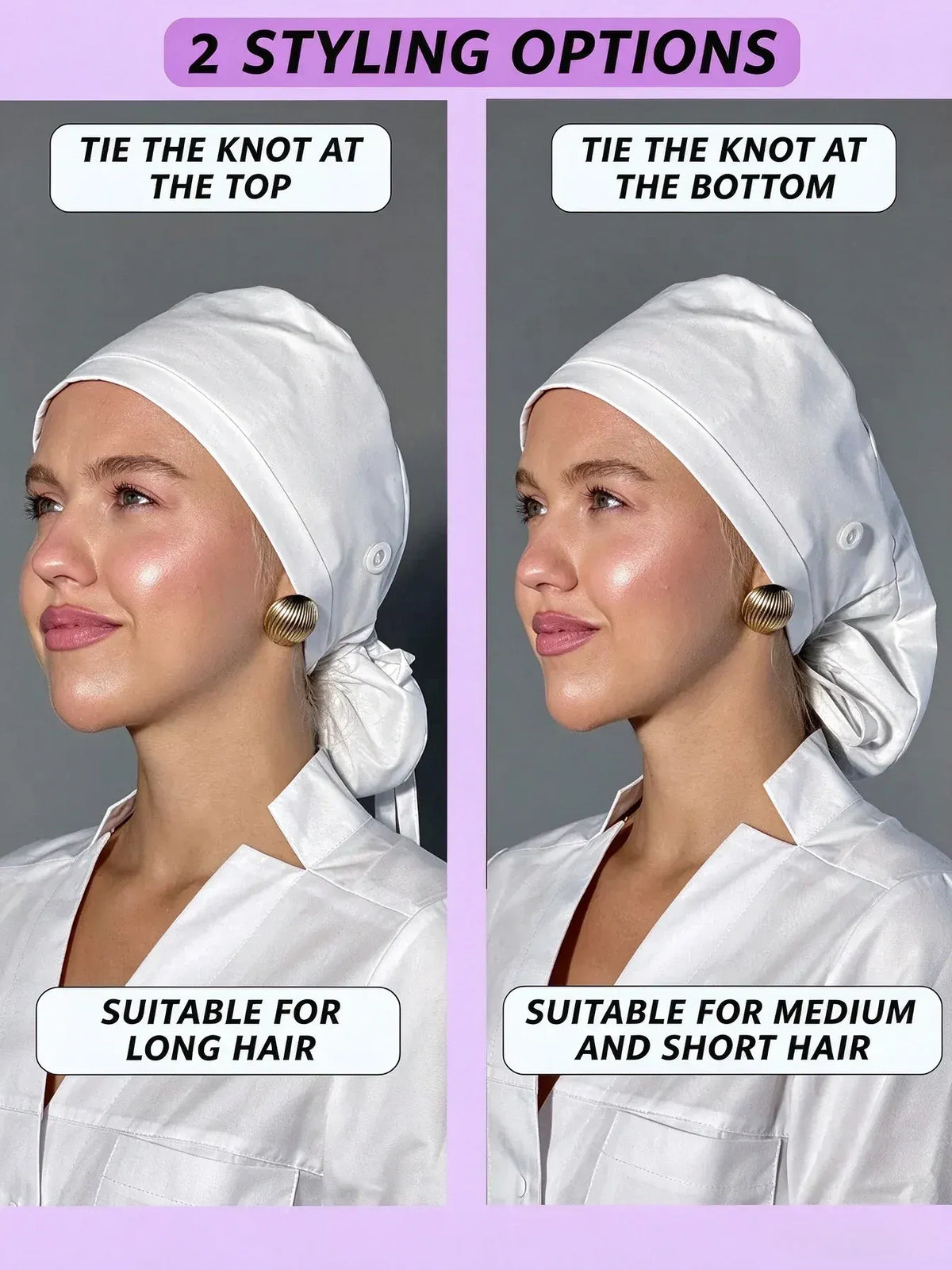 👩‍⚕️Adjustable Cotton Scrub Cap – Roomy Hair Pocket & Mask Buttons