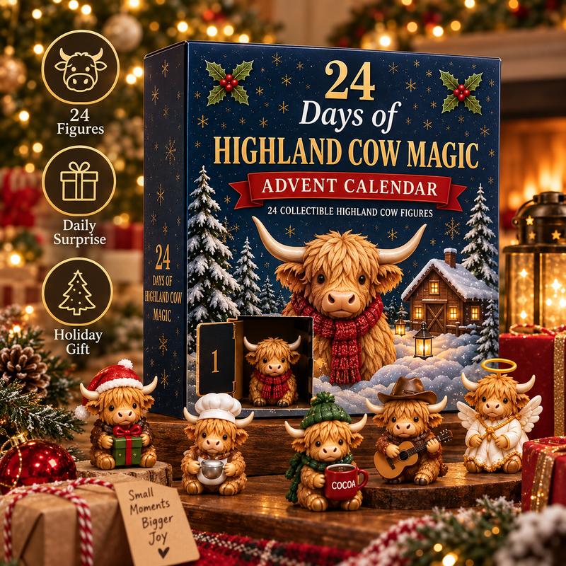 Highland Cow Advent Calendar – 24 Miniature Characters