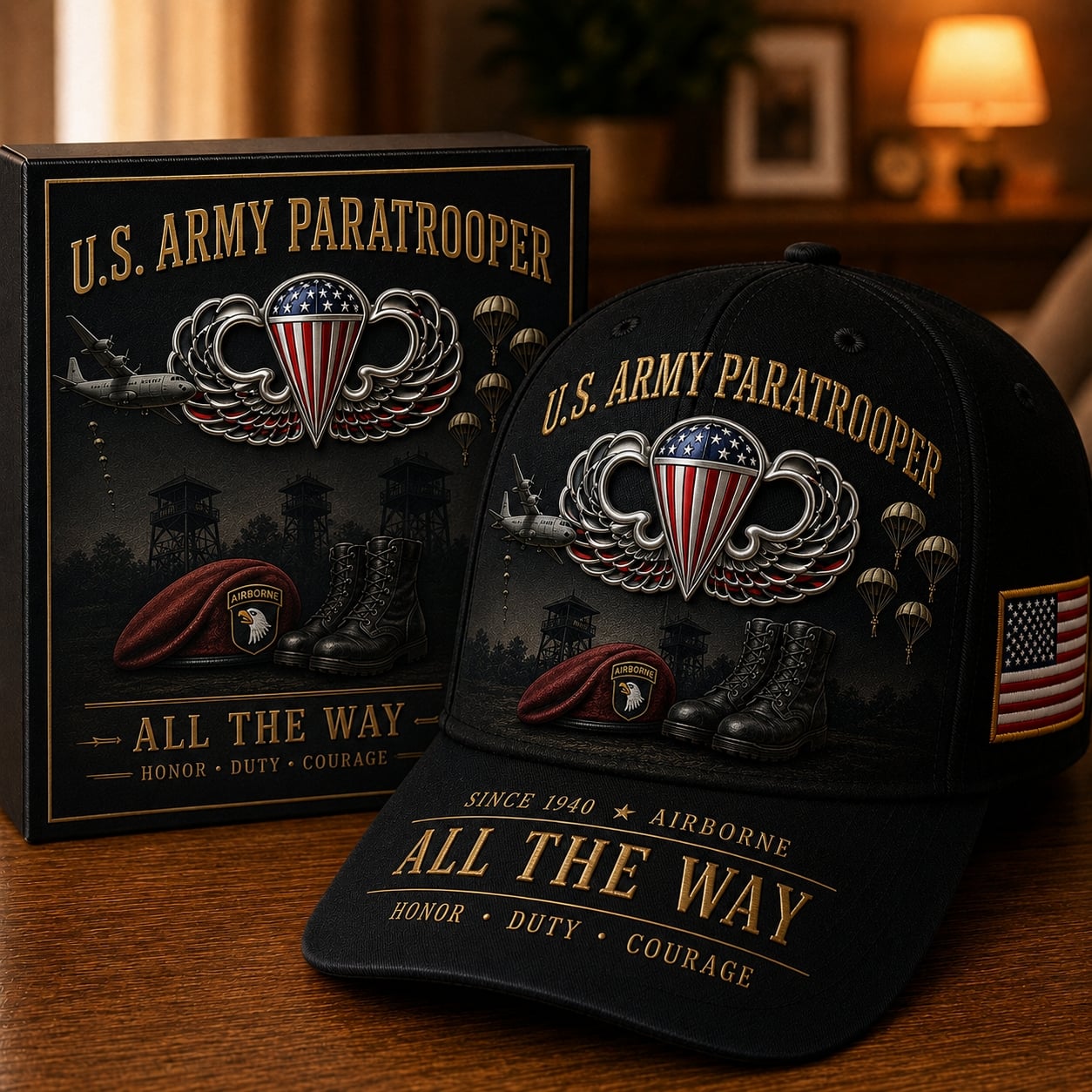🪂U.S. Army Paratrooper “All the Way” Tribute Cap