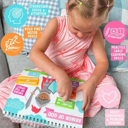 ✝️ Bible Busy Book for Toddlers | Montessori Christian Quiet Book with 152 Velcro Pieces & 15 Faith Activities