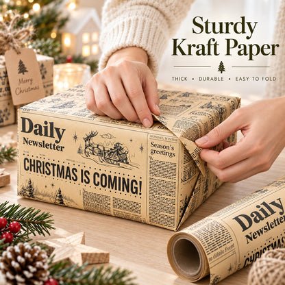 📰🎁 Retro Newspaper Christmas Paper Roll