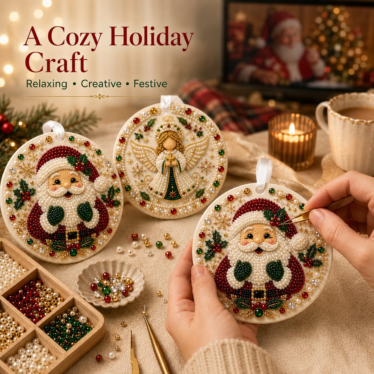✨ DIY Pearl & Gem Christmas Ornament Collection
