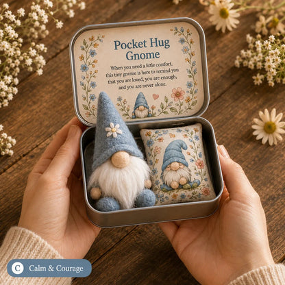 🔥 LAST DAY 49% OFF – 💌 Pocket Hug Gnome Comfort Gift Tin | Mini Plush Keepsake with Heartfelt Message, Matching Cushion & Protective Metal Case 🧸✨