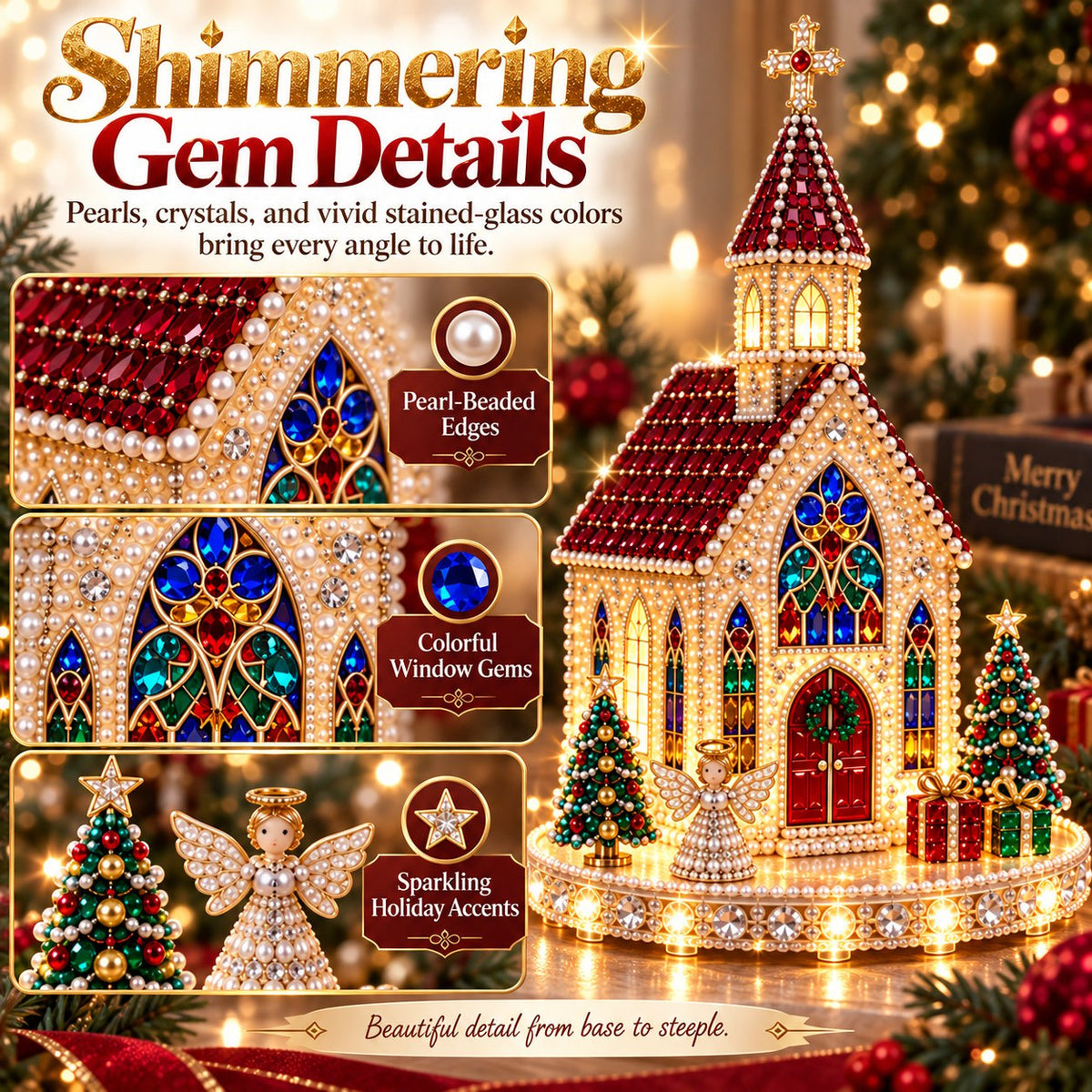 ✨🔥Sparkling Christmas Church DIY Gem Art Kit