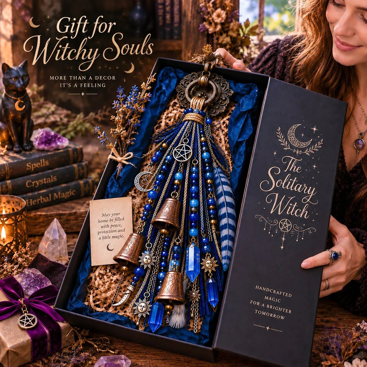 🔮Witchy Door Charm | Bells, Crystals & Celestial Hanging Decor🔮