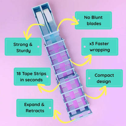 🎁 18-Strip Expandable Tape Dispenser – Wrap Gifts Up to 3× Faster