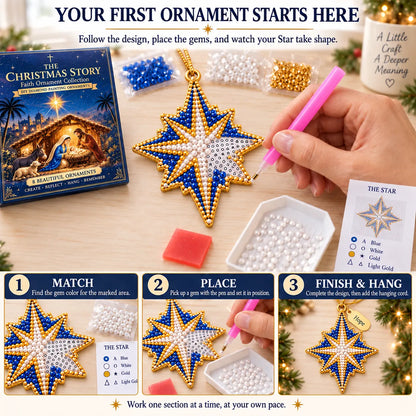 ✝️ Beginner-Friendly DIY Nativity Diamond Art Ornament Kit – Make the Christmas Story (8 Pieces)