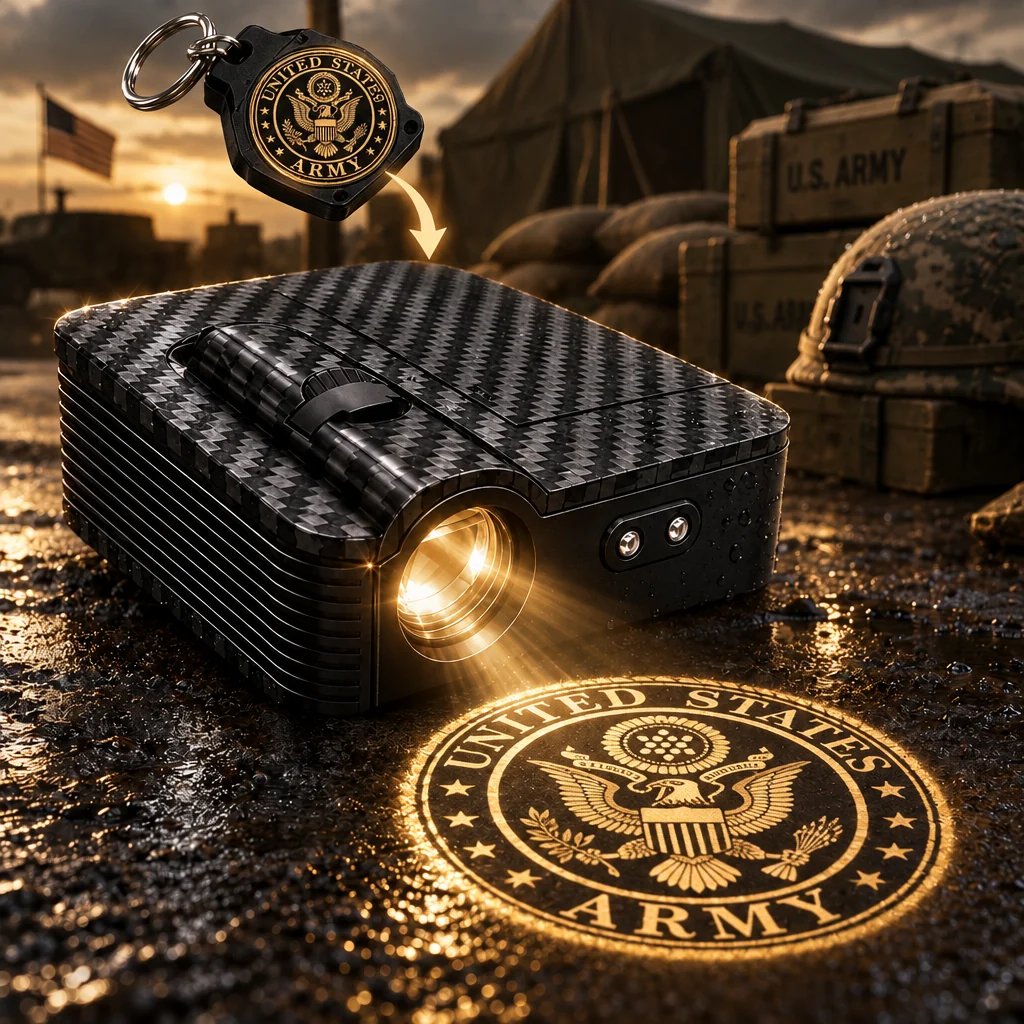 Make every time you open the door more personalized with military-style door projection lights.