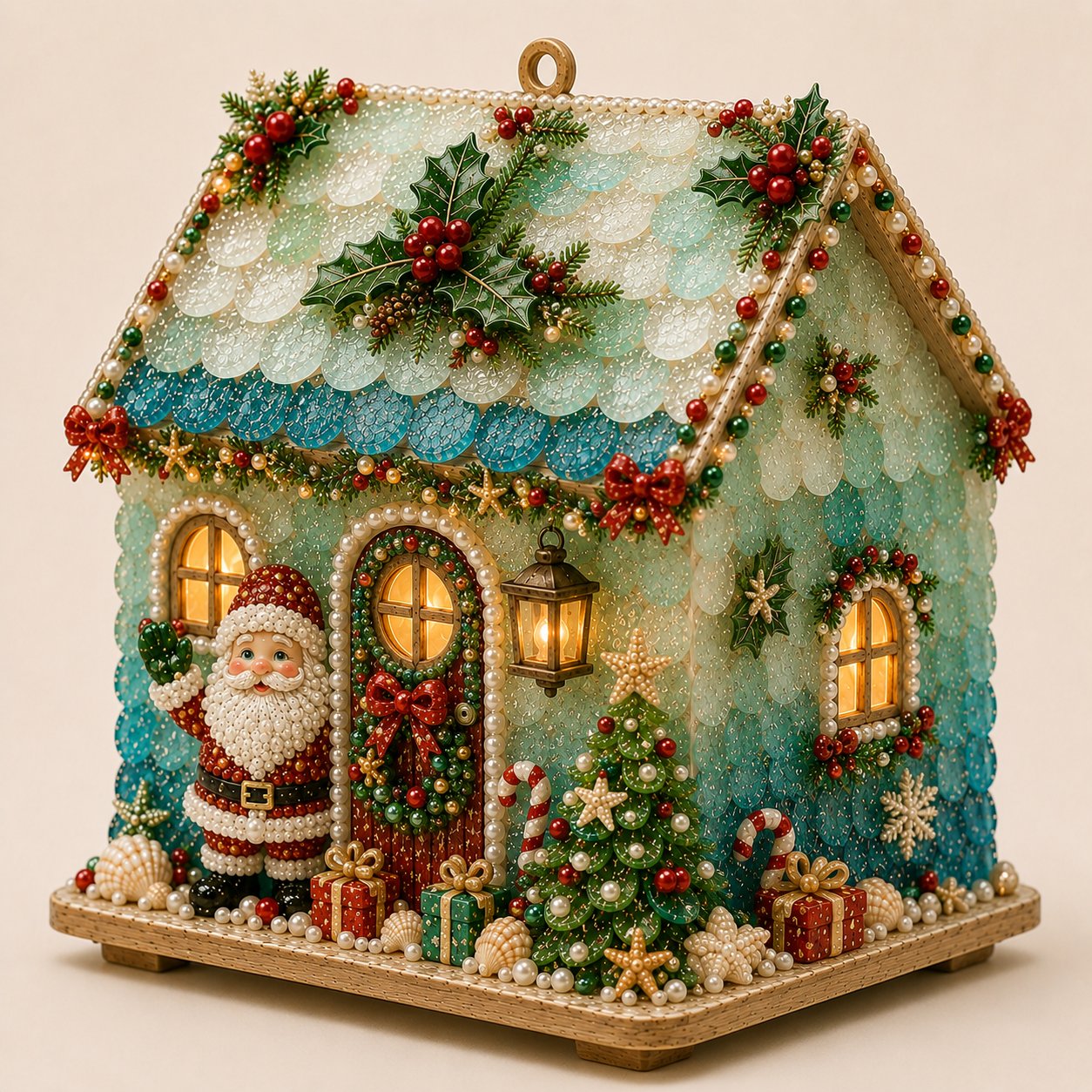 ⏳ Last Day 49% OFF – 🏡 Beginner-Friendly DIY Glowing Coastal Glass-Style Christmas Cottage Kit Collection | Complete Kit with Sea Glass-Style Pieces, Pearl Beads & Step-by-Step Guide Included 💕