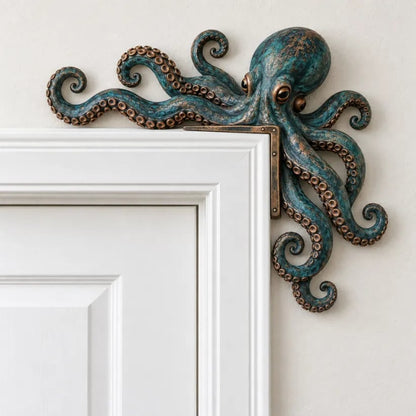 Octopus Door Topper – Coastal Turquoise & Bronze Doorway Décor