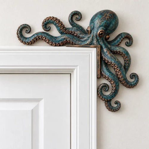 Octopus Door Topper – Coastal Turquoise & Bronze Doorway Décor