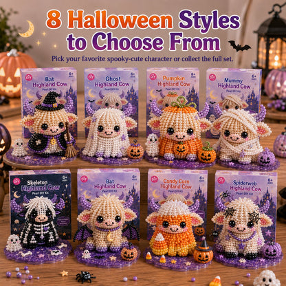⏳ Last Day 49% OFF – 🎃 Beginner-Friendly Halloween Highland Cow 3D Pearl Bead DIY Kit | Complete Kit with All Tools & Step-by-Step Guide Included 💕