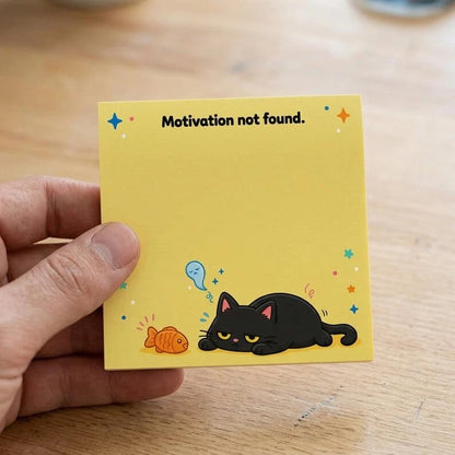 🐾 Sassy Black Cat Sticky Notes (4-Pack) | Funny Sarcastic Memo Pads for Office, School & WFH | 3'x3'