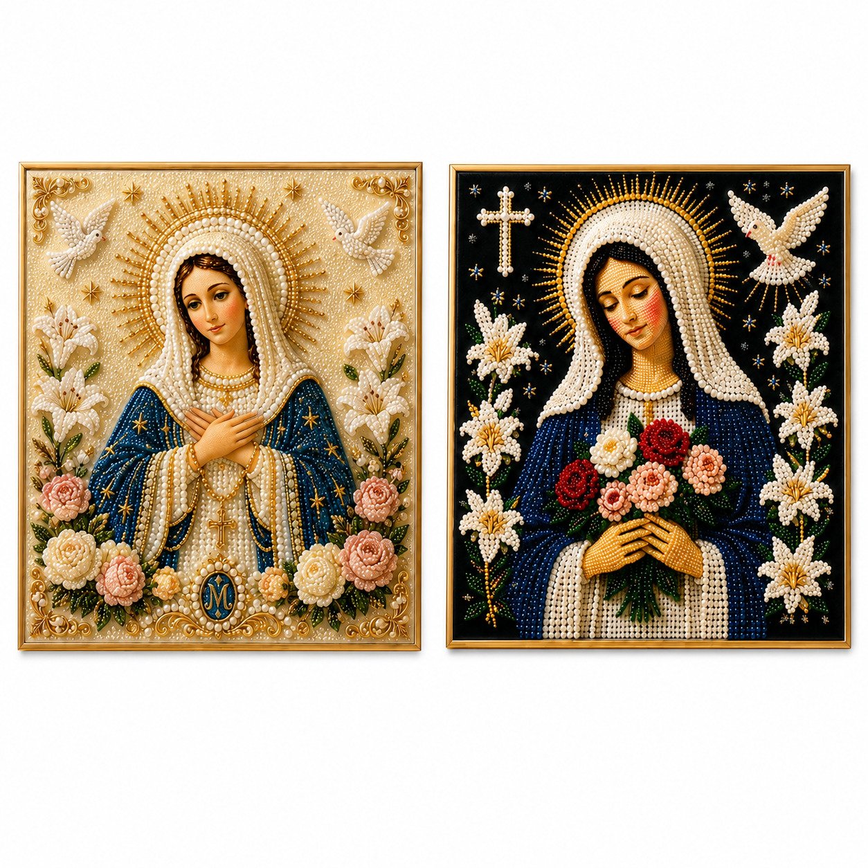🙏New Arrivals 49% OFF-2026  Divine Pearl Bead Virgin Mary Icon – A Peaceful DIY Faith Art Gift ✨