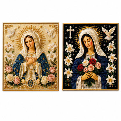 🙏New Arrivals 49% OFF-2026  Divine Pearl Bead Virgin Mary Icon – A Peaceful DIY Faith Art Gift ✨
