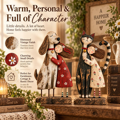 ❤️Some Friendships Don’t Need Words™ – Girl & Pet Hugging Figurine