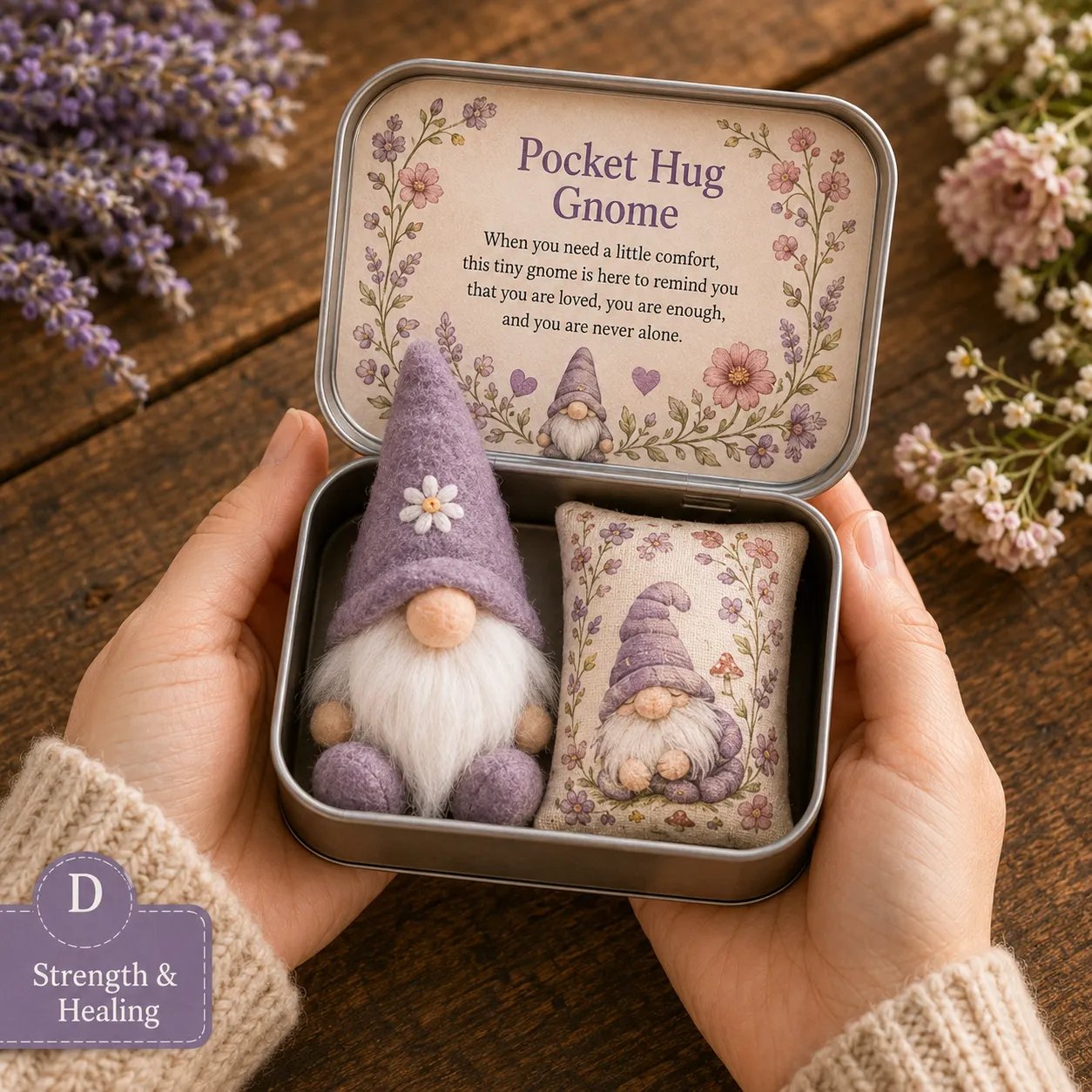 🔥 LAST DAY 49% OFF – 💌 Pocket Hug Gnome Comfort Gift Tin | Mini Plush Keepsake with Heartfelt Message, Matching Cushion & Protective Metal Case 🧸✨