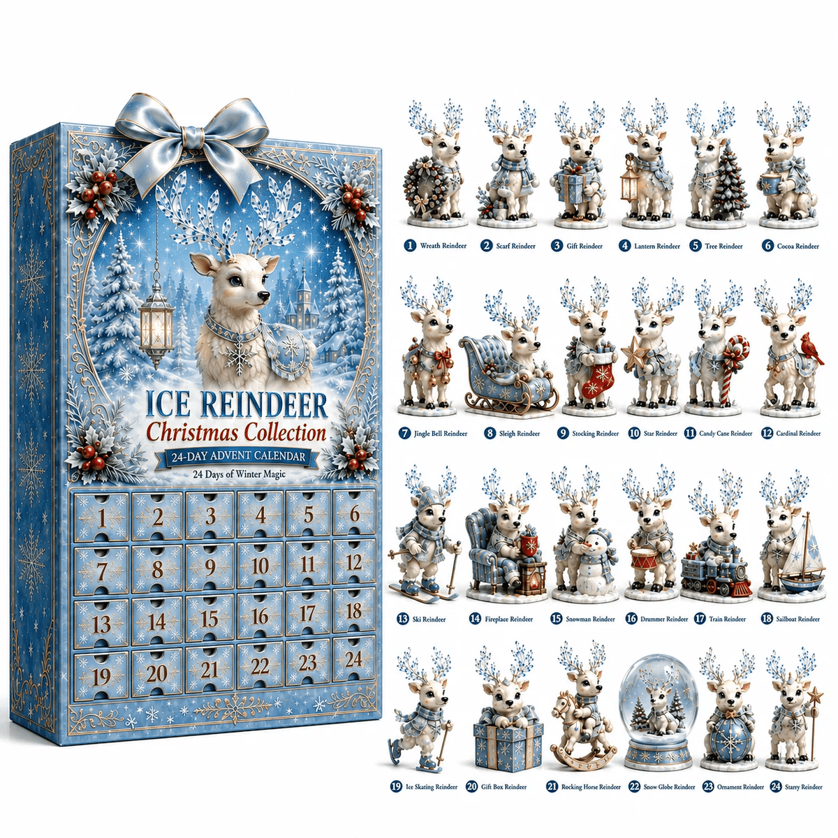 Ice Reindeer Advent Calendar – 24 Hanging Christmas Ornaments
