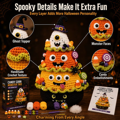 🎃 Halloween Tree DIY Crochet Kit | All-In-One Kit for a Layered 7-Inch Spooky Tabletop Decoration 🧶👻✨