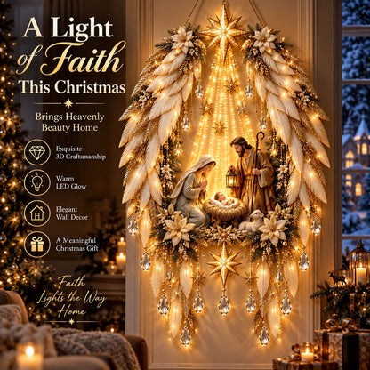 ✨👼 Heavenly Angel Wings Nativity Light✨ – Lighted Christmas Wall Decor  ✈️