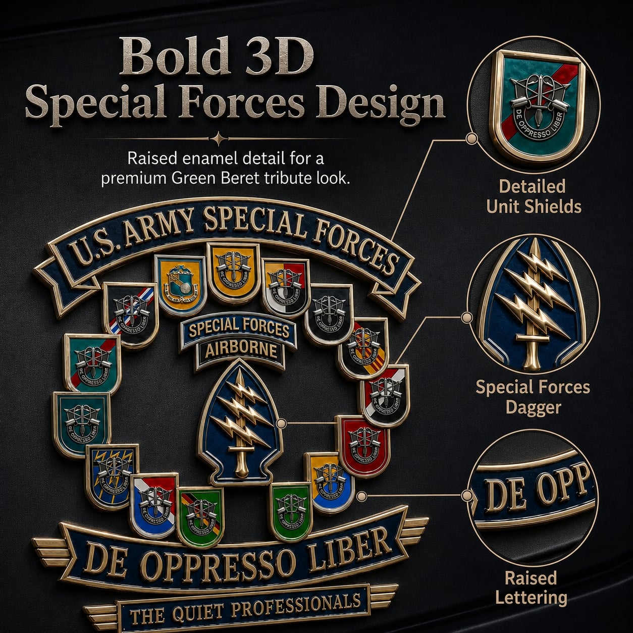 🗡️U.S. Army Special Forces “De Oppresso Liber” Tribute Metal Car Emblem