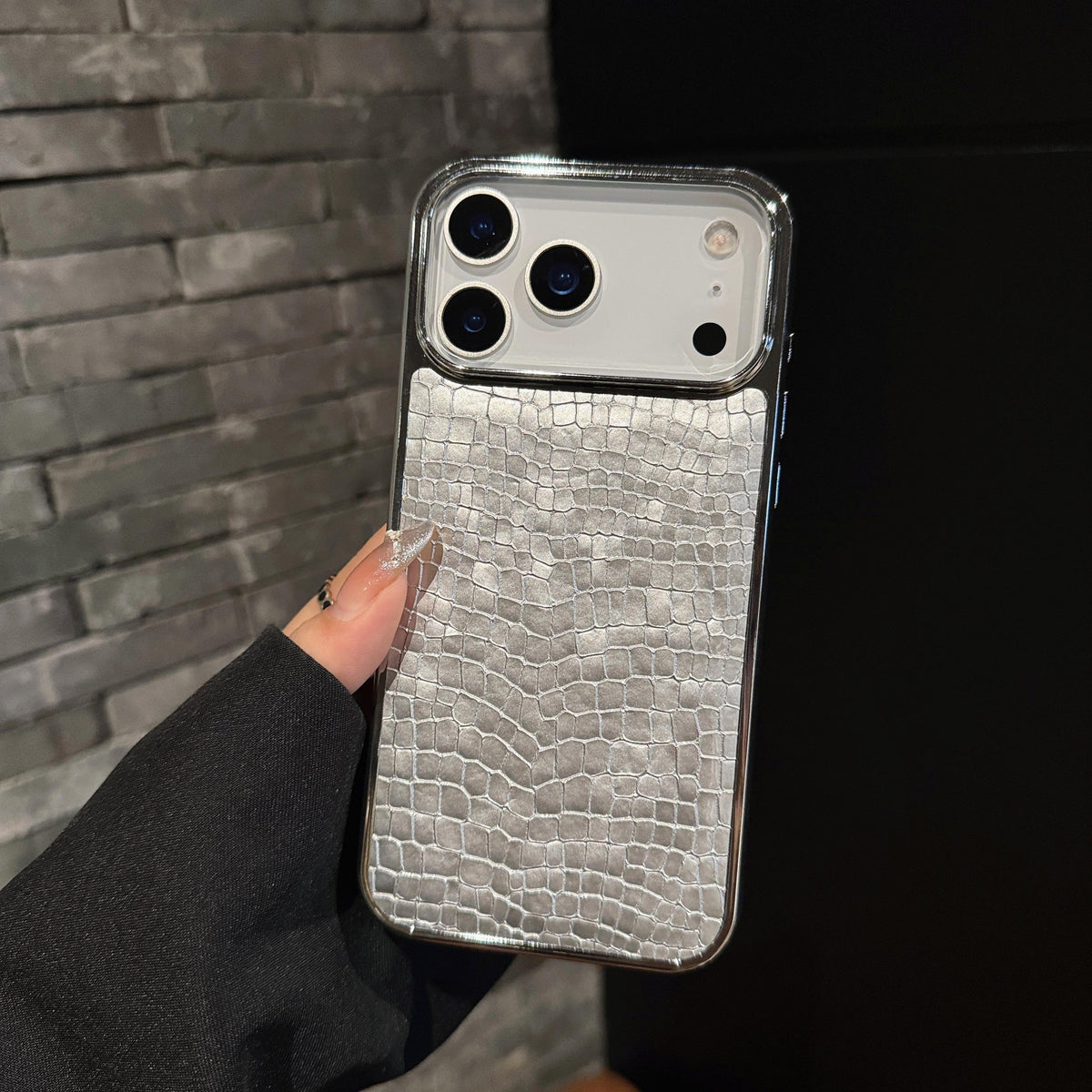 Luxe Croc Leather iPhone Case | Chrome Edge Slim Protective Cover ✨