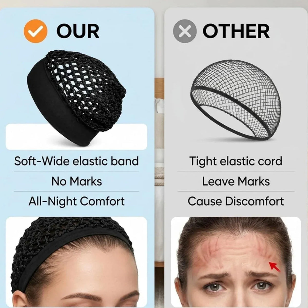 🌹🌙 3-Piece Stretchy Wide-Edge Sleeping Cap Set