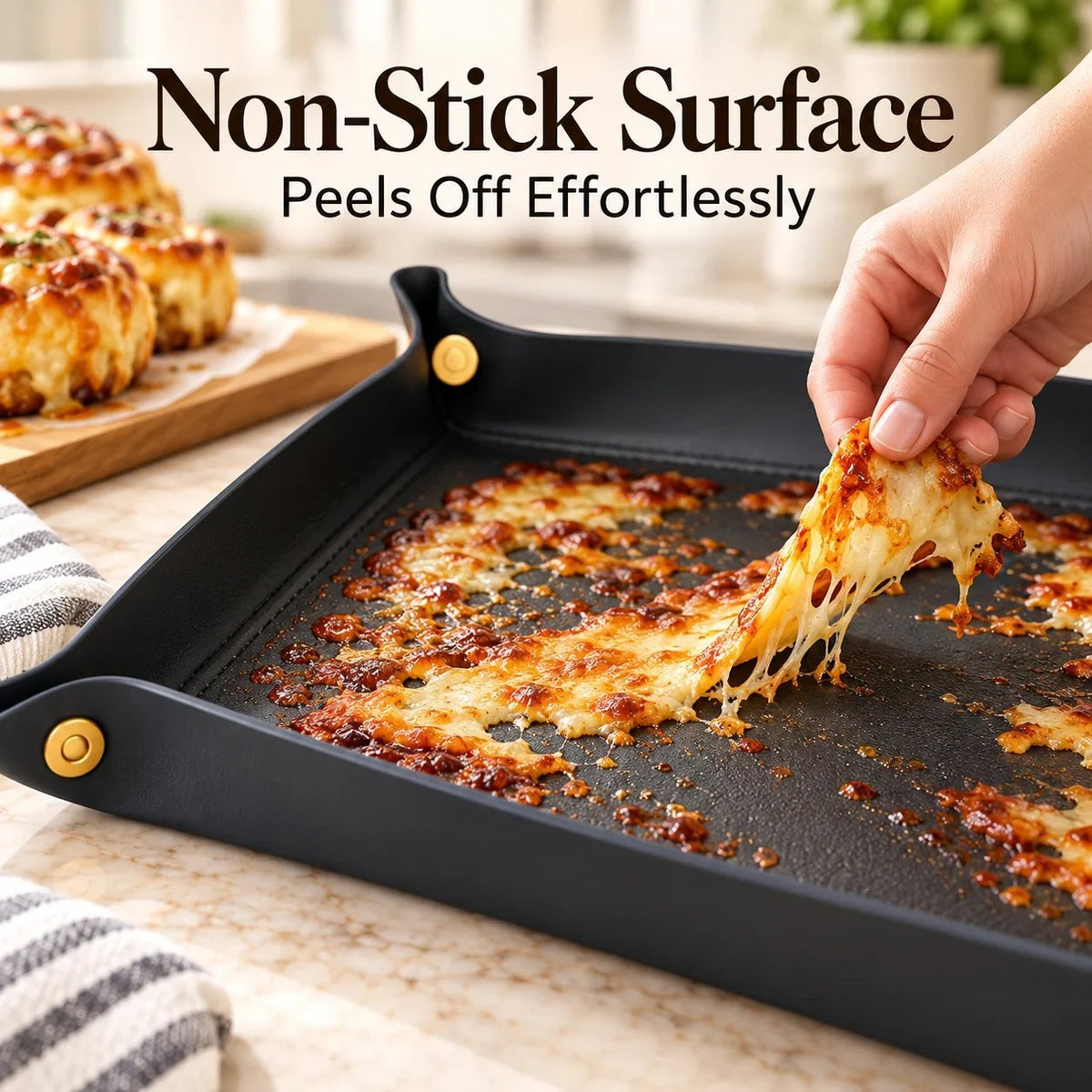 🔥HOT SALE 49% OFF - 🧀 Non-Stick Reusable Baking Tray Mat – Snap-Corner Silicone Liner to Replace Foil & Parchment