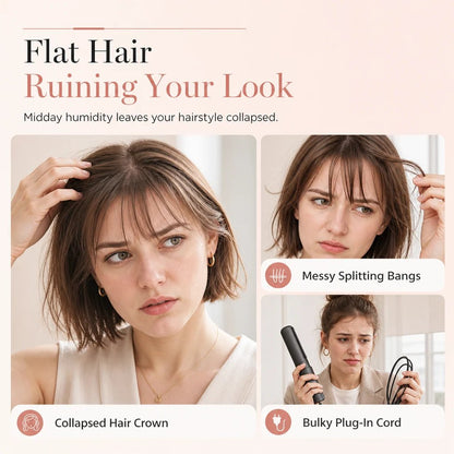 Add Crown Volume Instantly! Cordless Heated Bangs Styling Comb
