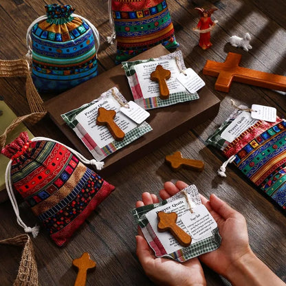 🎁 Pocket Prayer Quilt Set | Mini Handmade Prayer Blankets with Cross & Drawstring Bag Christian Gifts ✝️