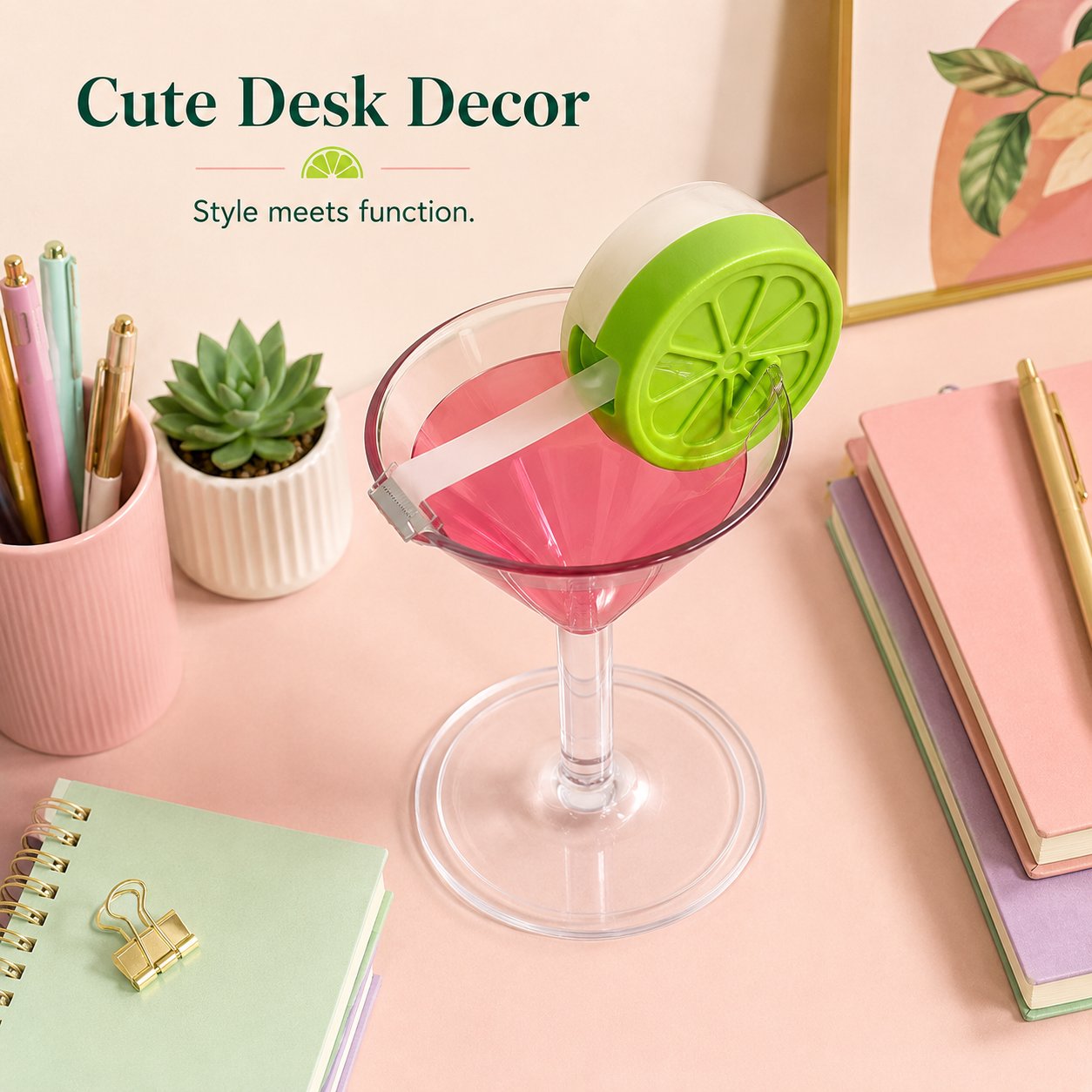 COCKTAIL GLASS TAPE DISPENSER