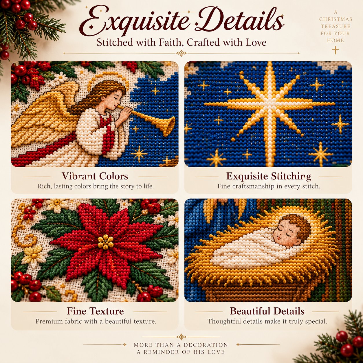 ✝️ Nativity Christmas Cross Stitch Kit – Stitch the Story of the First Christmas