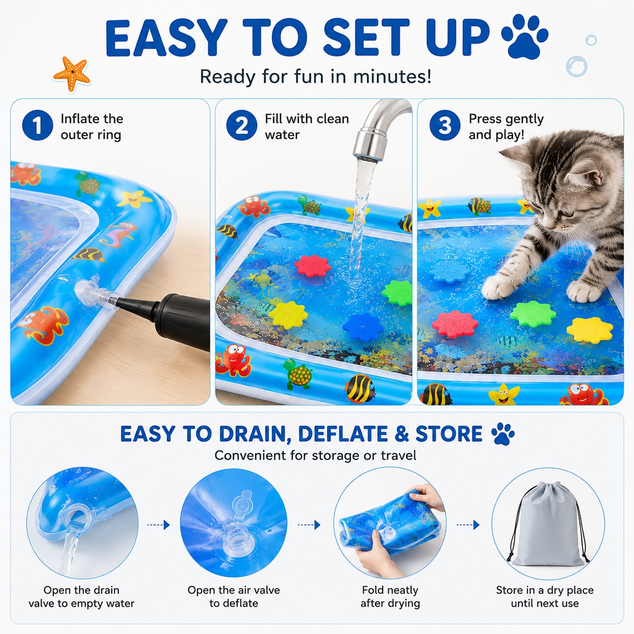 Buy 2 Free Shipping-Interactive Cat Water Play Mat with Floating Fish
