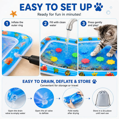 Buy 2 Free Shipping-Interactive Cat Water Play Mat with Floating Fish