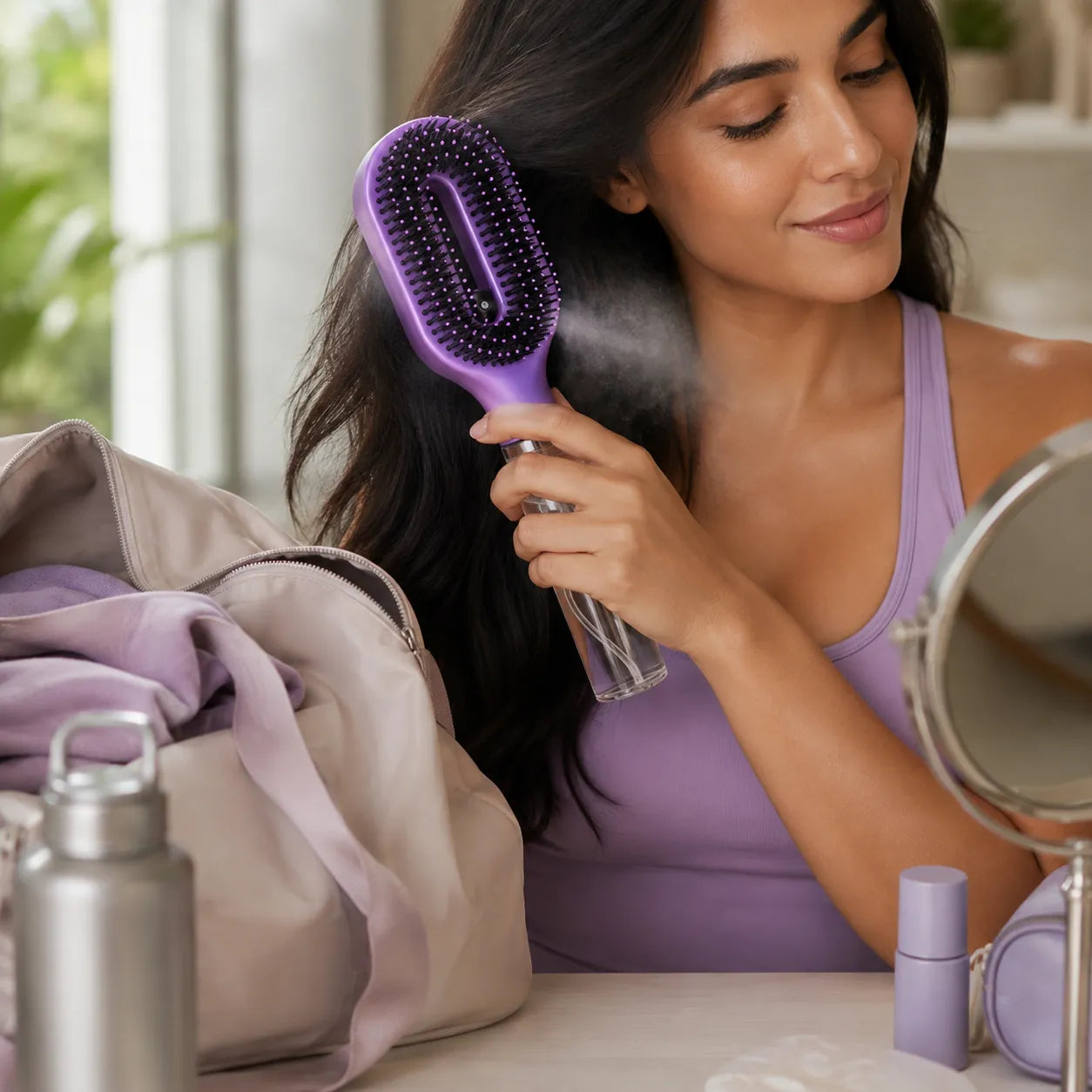 ✨ 2-in-1 Mist Hairbrush | Instant Detangle & Anti-Frizz