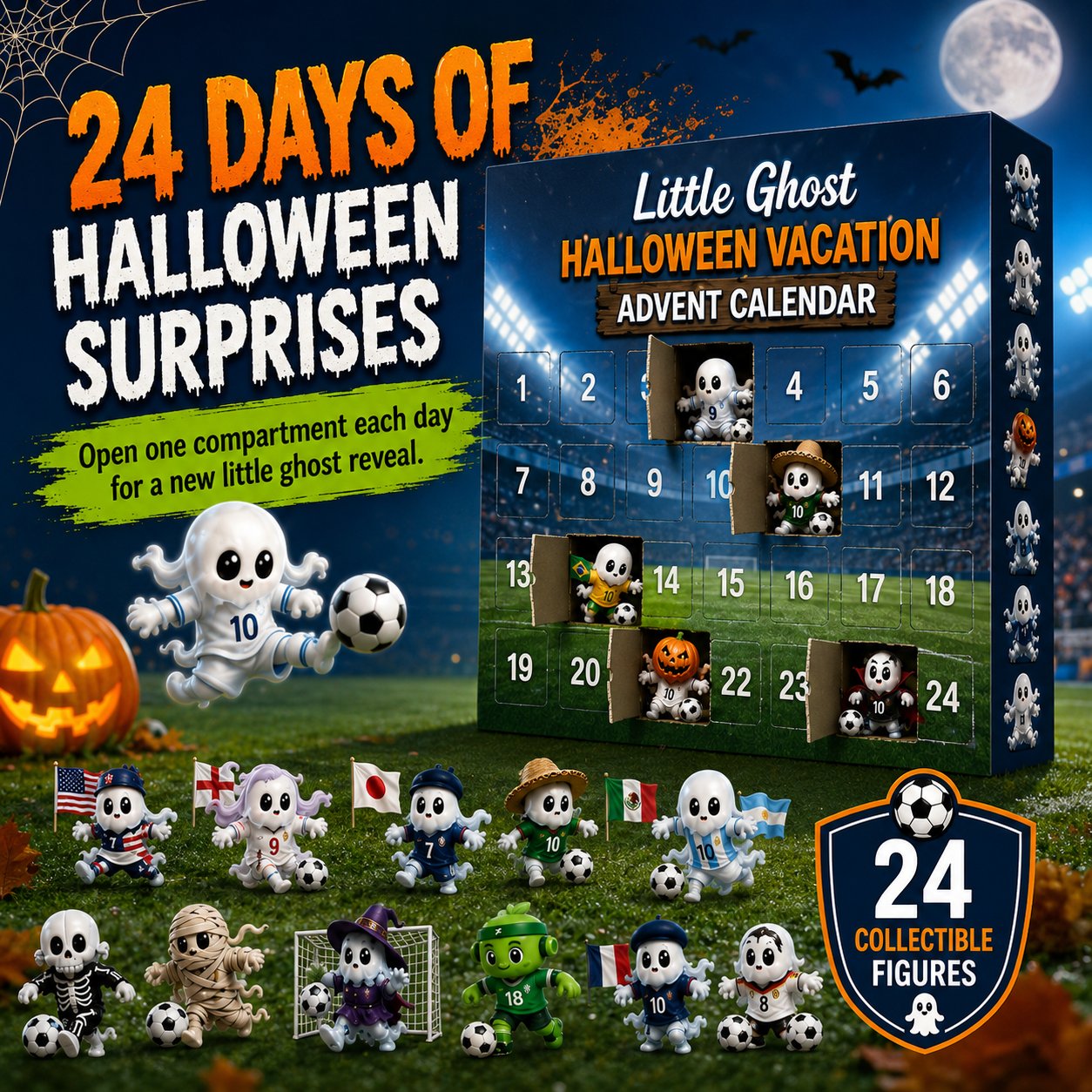 🔥 Last Day 49% OFF - 👻⚽ Little Ghost Soccer Halloween Advent Calendar 20266-📦buy-2-free-shipping