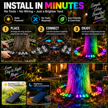 🌈 Solar RGB Tree Ring Light | Color-Changing Landscape Accent