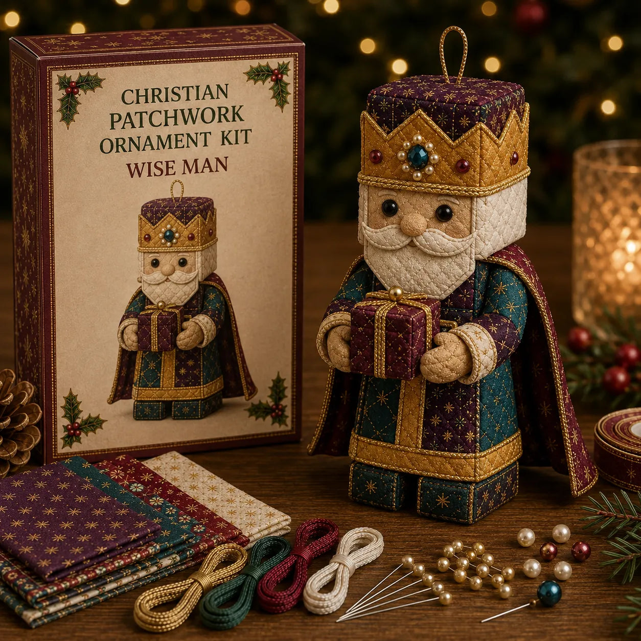⏳ Last Day 49% OFF – ✝️ Beginner-Friendly DIY Christian Block Figure Patchwork Ornament Kit Collection | Complete Kit with Pre-Cut Fabrics, Padded Ornament Form & Step-by-Step Guide Included 💕